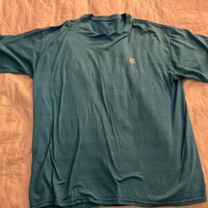 DC LOGO Light Blue Turquoise Mens Striped T-shirt Rare Pac-Sun Cotton Vintage